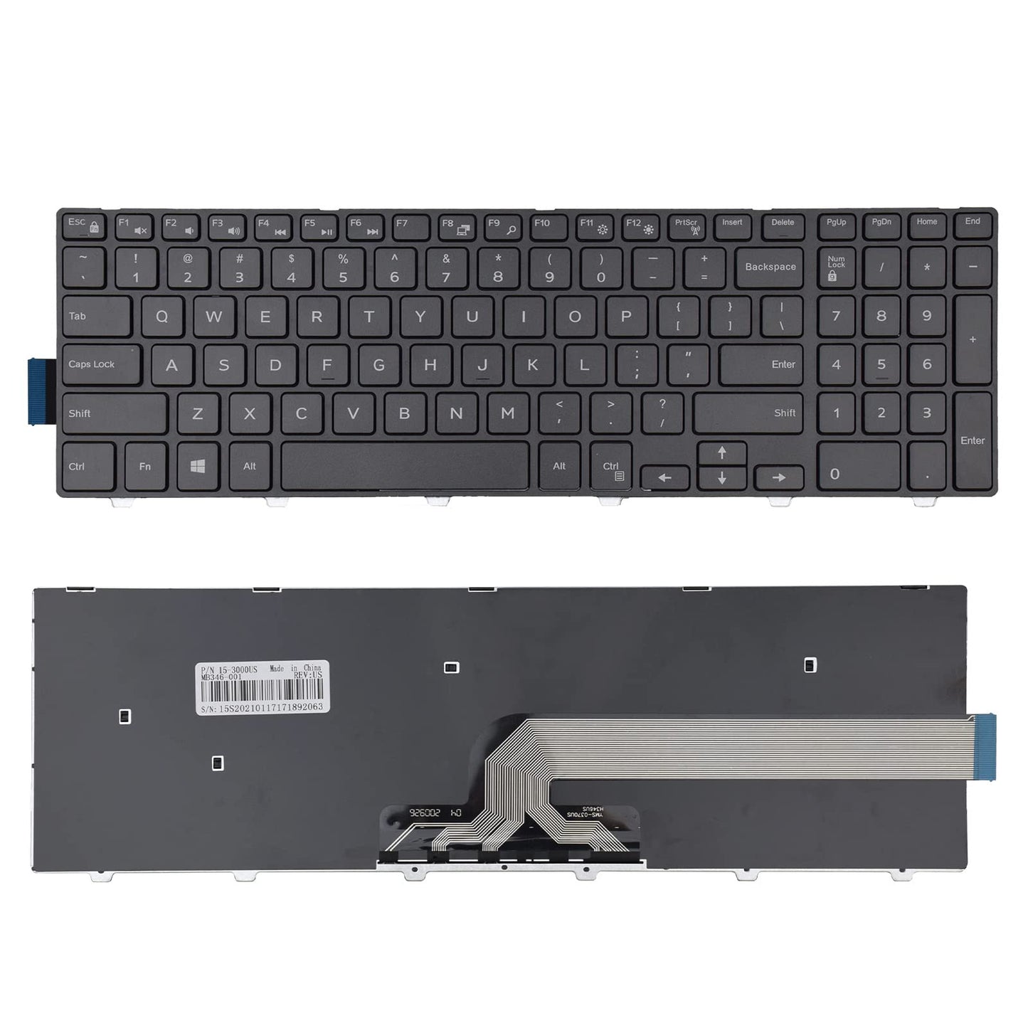 SUNMALL Laptop Replacement Keyboard with Frame Compatible with 15 3000 5000 3541 3542 3543 3551 3552 3558 3593 3567 5542 5545 5547 5755 5551 5558 5552