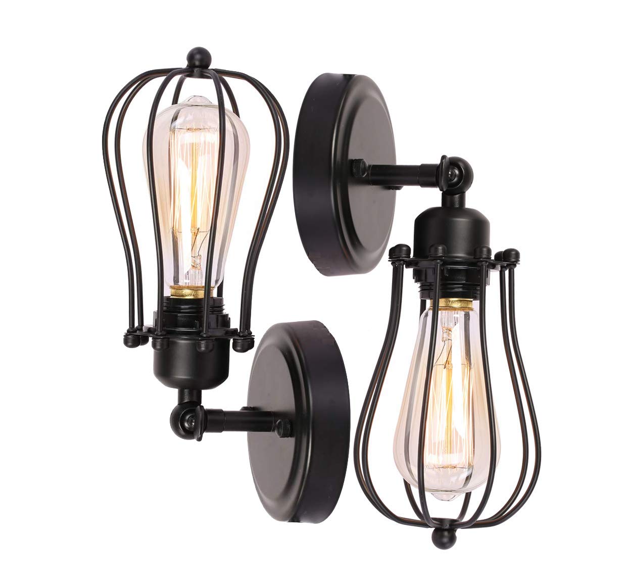 BRIGHTESS #06 Wire Cage Pendant Fixture Wall Mount Set of 2 Packs Black Industrial Vintage Edison Indoor Hardwired Finish(2packs)