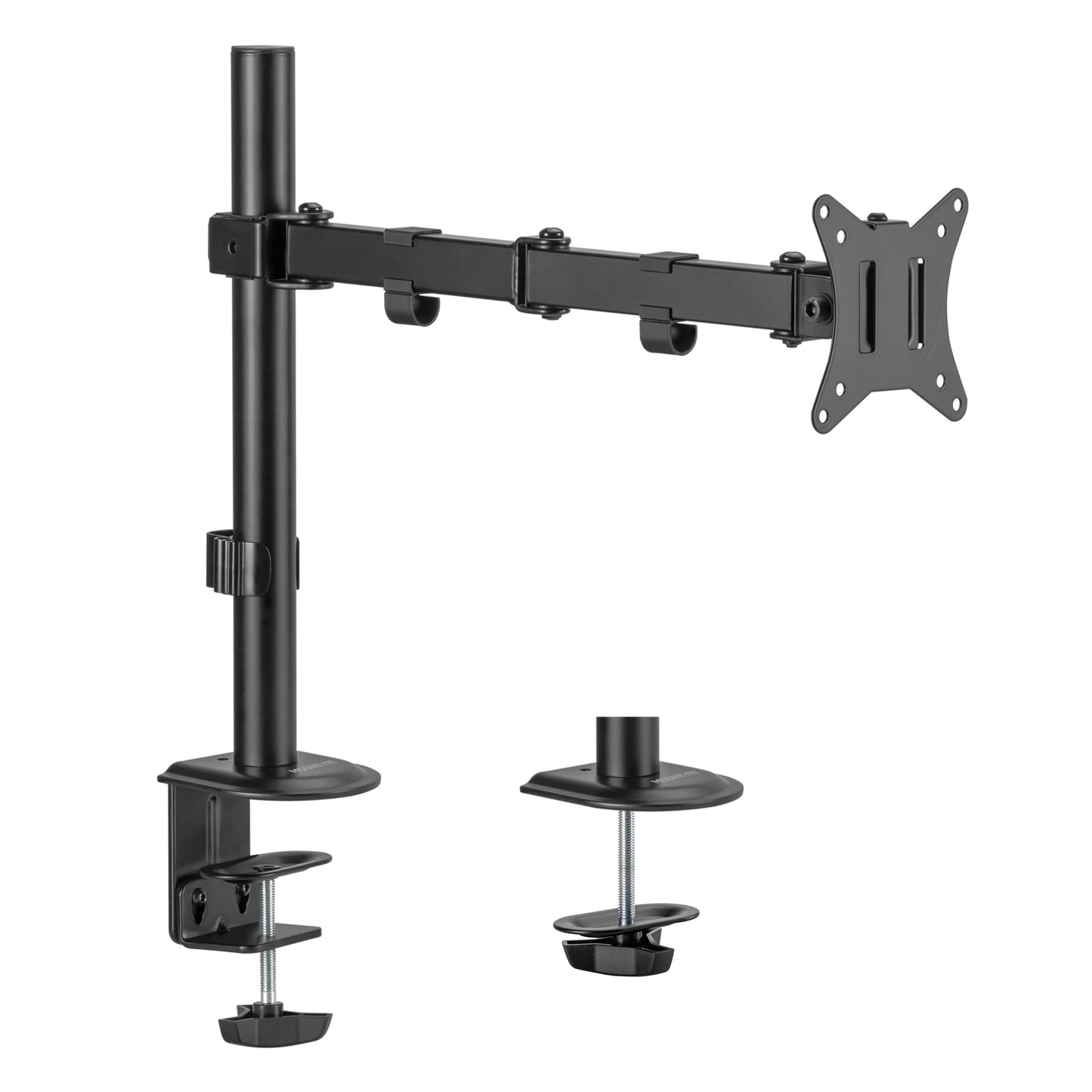 Mount-It! Single Monitor Arm 17" to 32", Full Motion Adjustment with Tilt, Rotation, Swivel, Height Adjustment Along Pole, Clamp or Grommet Mounting