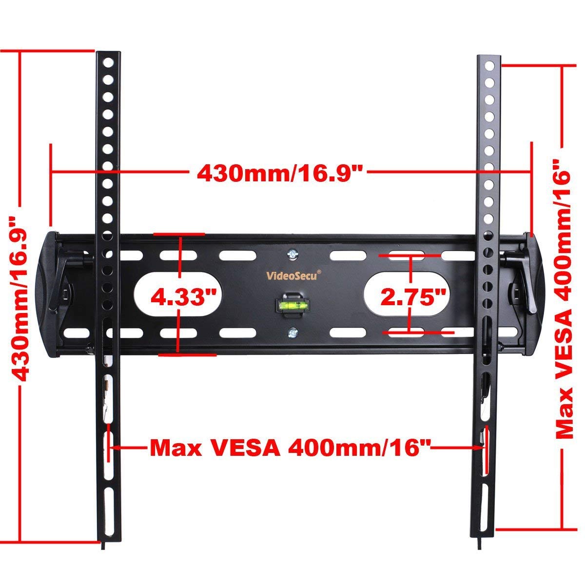 VideoSecu Tilting LCD LED Plasma Flat Panel TV Wall Mount for Philips 26PFL4507/F7 32PFL5708/F7 32PFL4907/F7 32PFL4909/F7 32PFL4609/F7 32PFL3509/F7