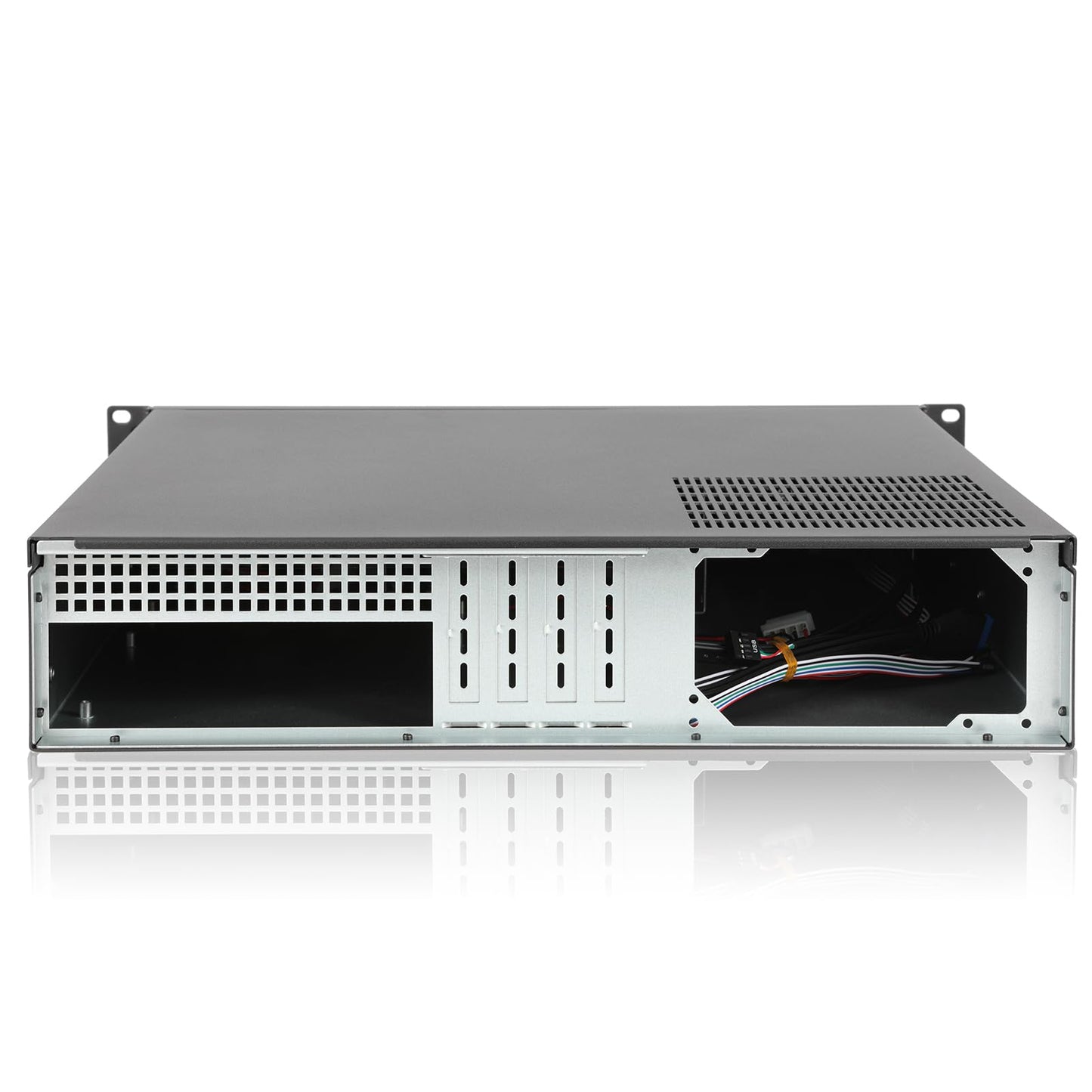 RackChoice Server case MicroATX/Mini-ITX 2U Rackmount Server Chassis max 7x3.5 Bay / USB3.0 with 2.0 Adapter Support ATX PSU Either top or Side