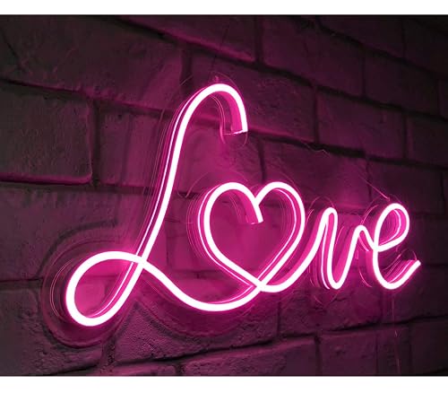 Britrio LED Neon Light Sign Pink Love Neon Sign Wall Decor for Girl Bedroom Christmas Valentine's Day Wife Women Birthday Gift Living Room Home Decor