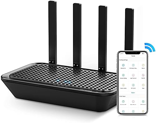 WiFi Router- AC2100 Dual-Band Smart Wi-Fi Router Upgrades to 2033 Mbps (5G) High-speed, Features MU-MIMO, 4 Gigabit LAN Ports, ONE SSID, Parental