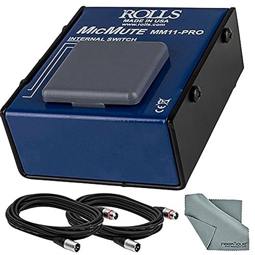 Rolls Pro Switchable Microphone Mute/Talk Professional Microphone Switch and Accessory Bundle w/Xpix XLR Cables + Fibertique Cloth