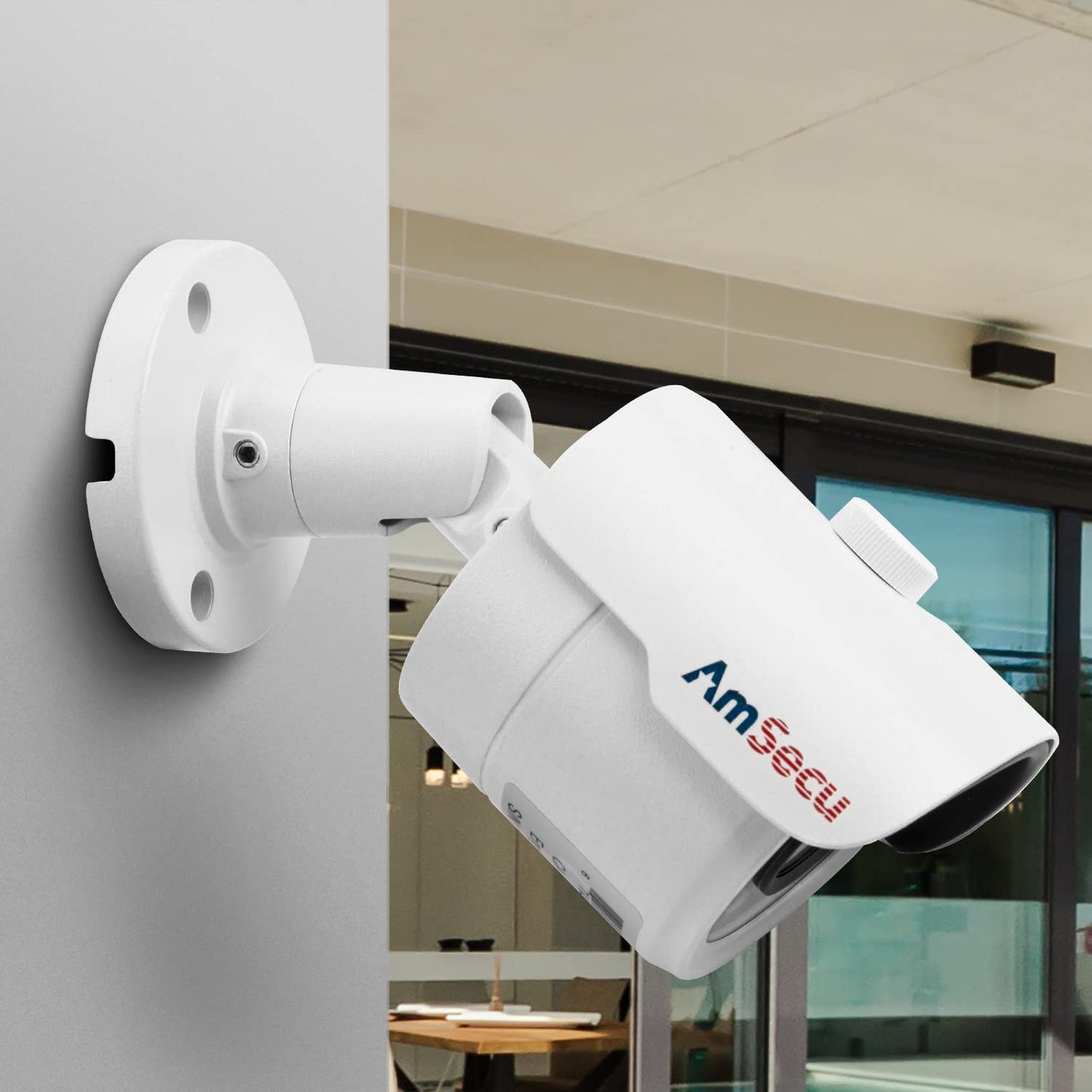AmSecu 4K Security Camera, CA-IP-B36R Mini PoE IP Camera 8MP Bullet Surveillance Camera, Third Party Support & IP Camera Protocols, RTSP, and Blue