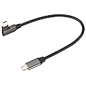AAOTOKK 90 Degree USB 3.1 Type c to Type C Cable 60W&3A Right & Left Angled 3.1 USB Type C Male Extension Cable Supports Charging,Data,Audio,Video