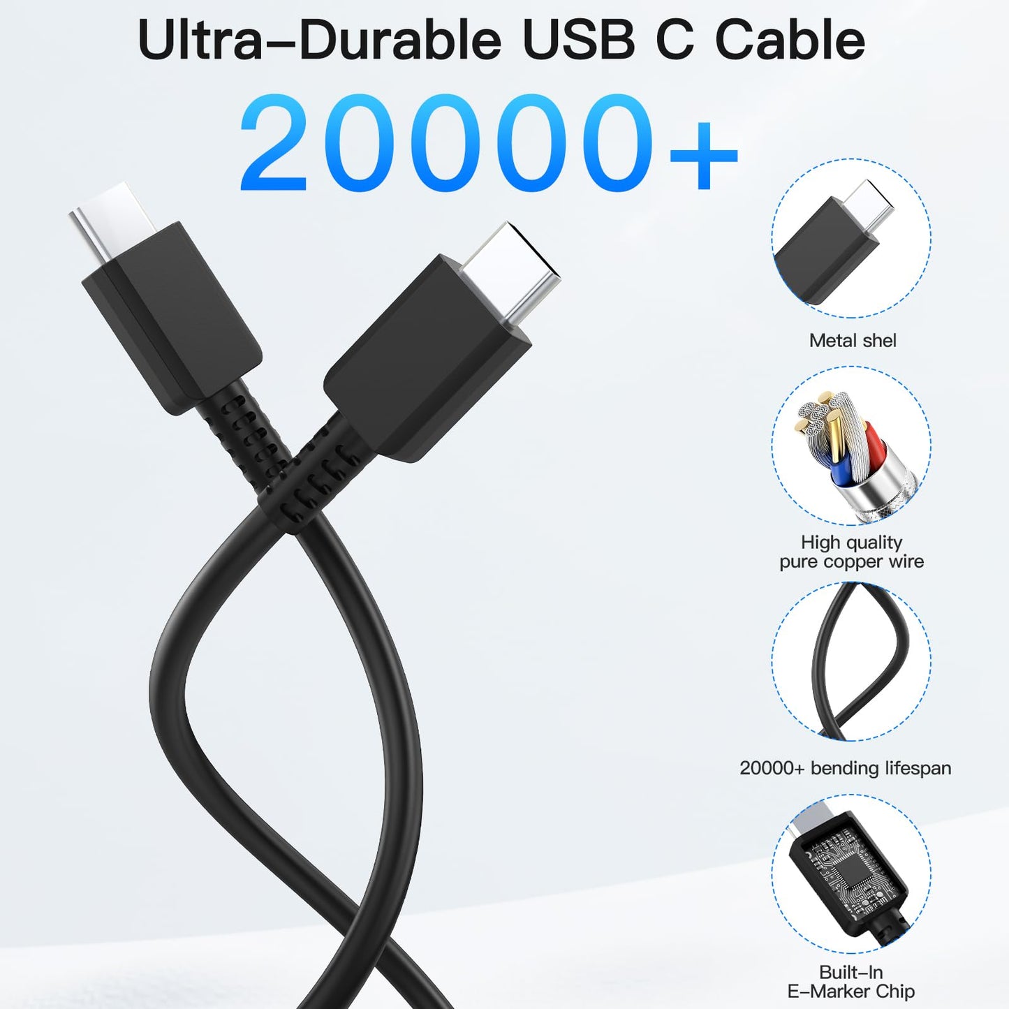 45W Super Fast Charger Block, 2Pack Type C Fast Charging Block with 6FT USB C Charger Cable Compatible with Samsung Galaxy S24 S23 S22 S21