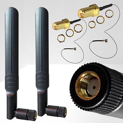2-Pack Dual Band Antenna WiFi 2.4GHz 5GHz 5.8GHz 8dBi RP-SMA Male,U.FL IPEX MHF4 to RP SMA Female Extension Cable for M.2 NGFF Intel Wireless Network
