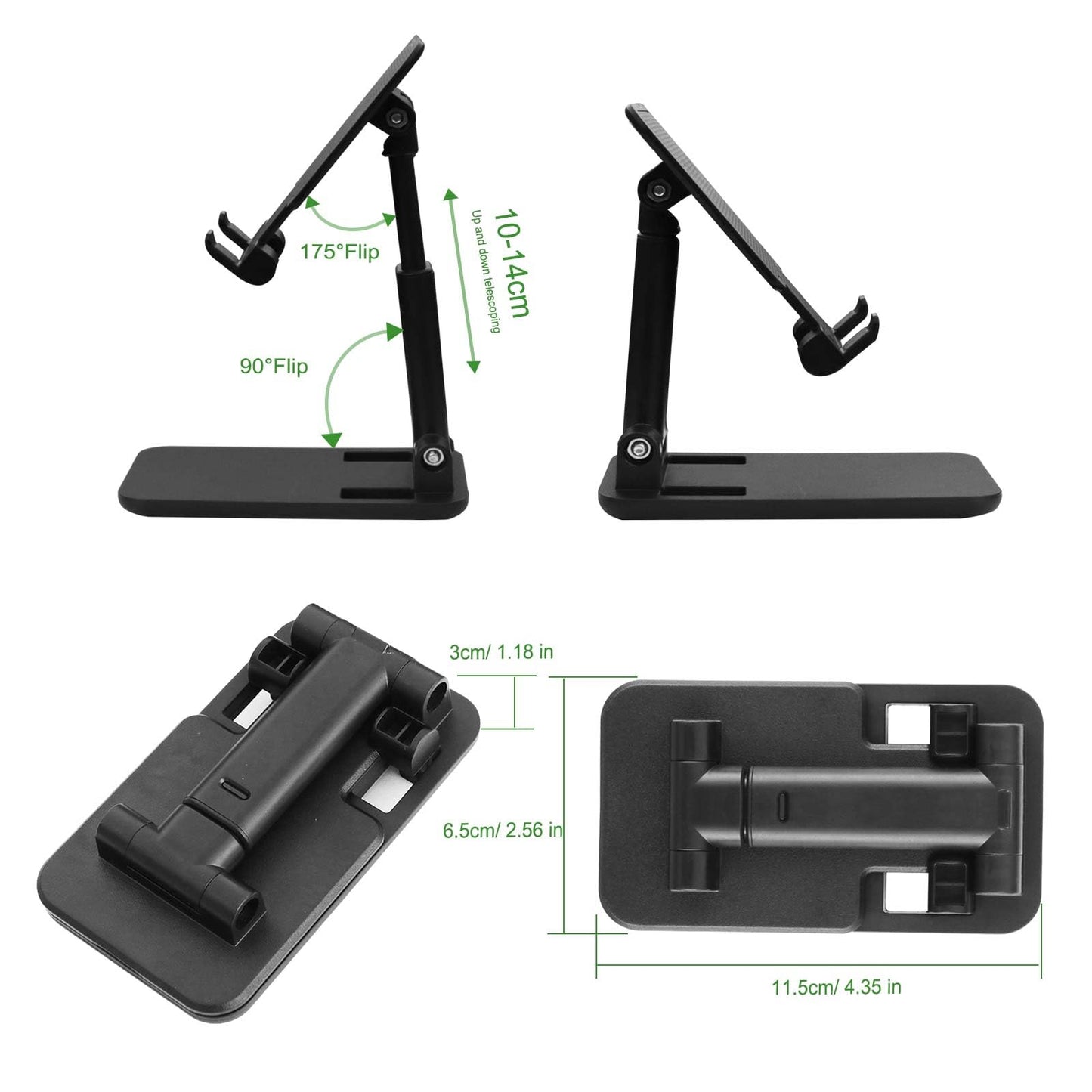 POHFP 3 Pcs Cell Phone Stand,Fully Foldable and Angle Height Adjustable with Silicon Pad Cell Phone Holder for Desk, Office, Tablet Stand Compatible