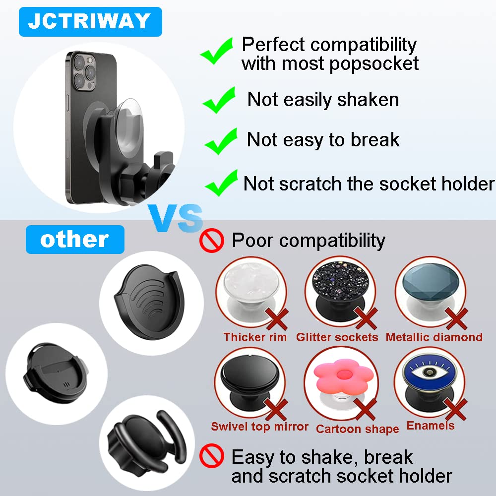 JCTRIWAY Car Phone Mount for Collapsible Grip/Socket Mount User,Windshield/Dashboard/Vent Phone Holder with Strong Suction Cup,13-Inches Long Arm