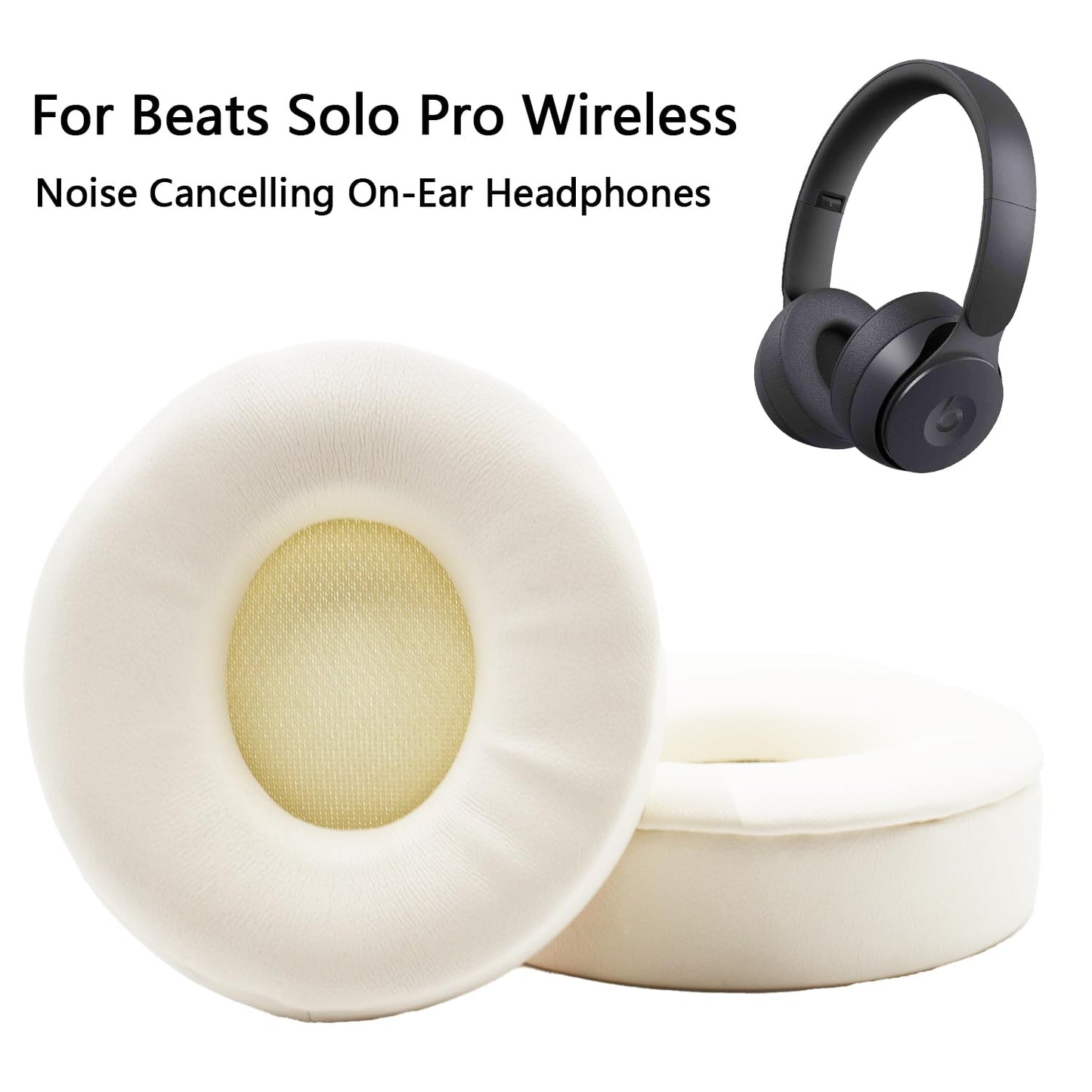 Solo Pro Wireless Ear Pads Replacement,Protein Leather Soft Memory Foam Earpads Ear Cushion Pad for Beats Solo Pro Over Comfortable Upgrade Headphone
