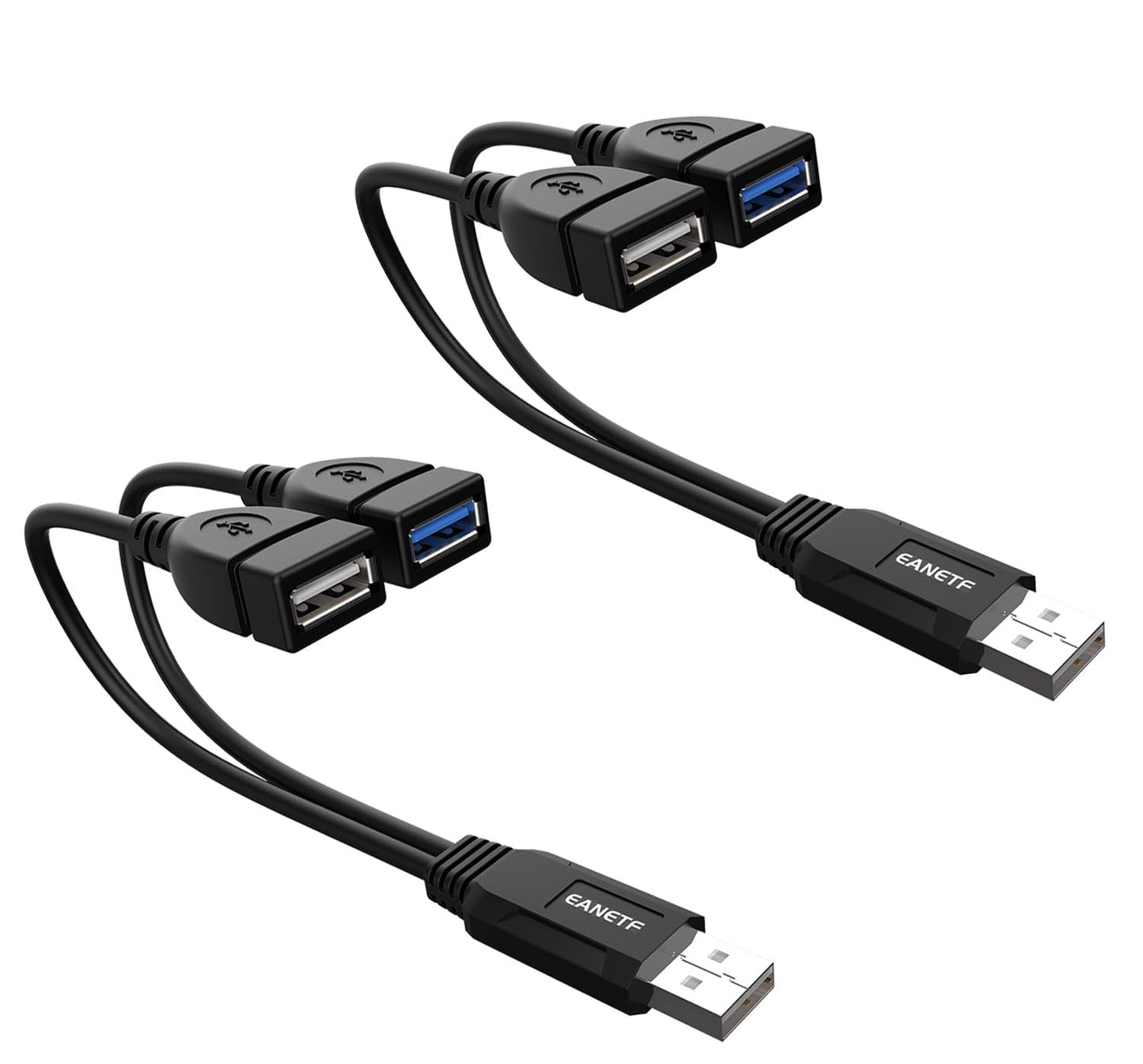 Eanetf USB 3.0 Female to Dual USB Male Splitter Cable, 2 Pack