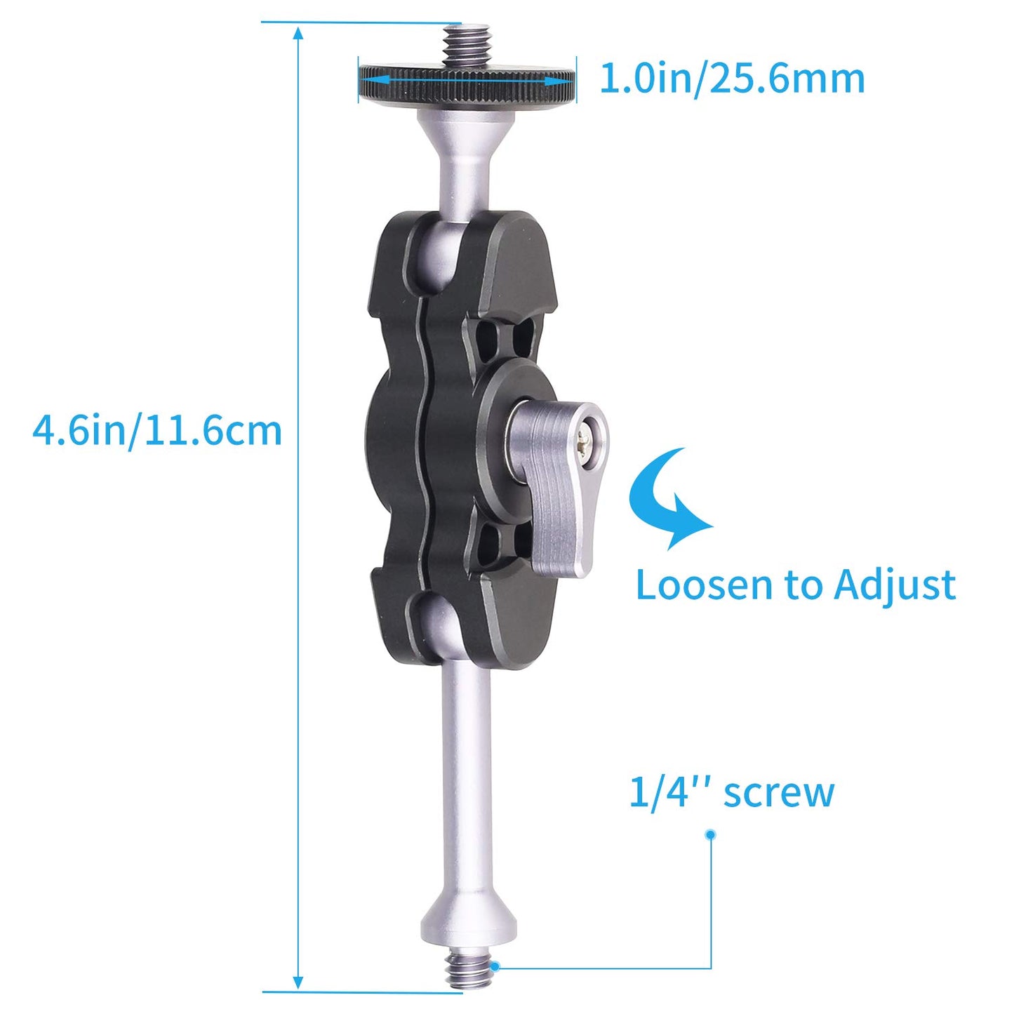 Magic Arm and Phone Mounting Clip, INNOREL Universal Aluminum Alloy Telephone Clamp with A 1/4" to 3/8" Screw for Camera Tripod External Shooting