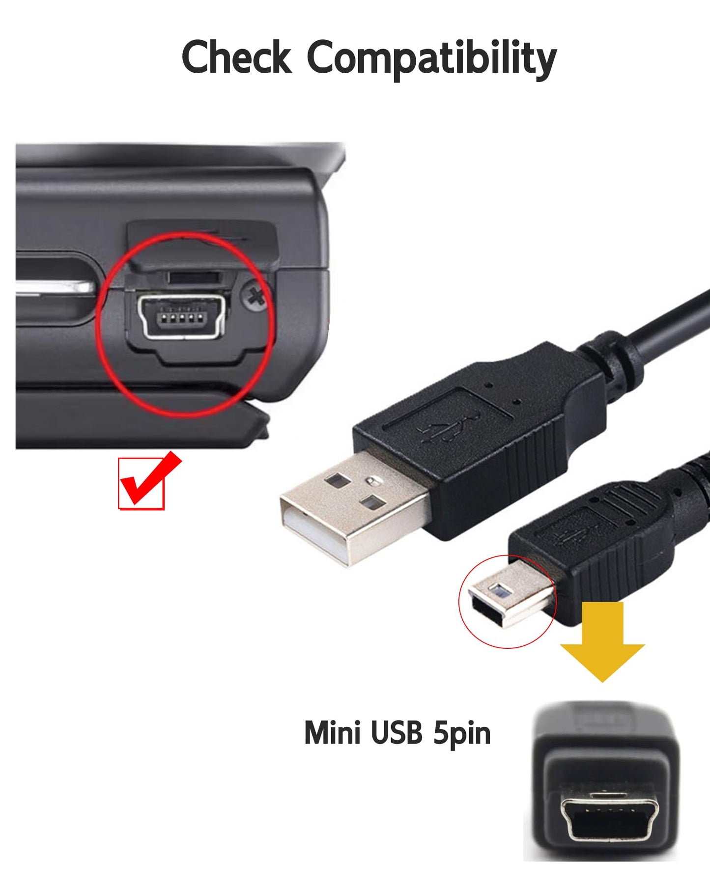 3.3ft Replacement UC-E4, UC-E15, UC-E19 USB Cable Photo Transfer Cord for Nikon D7000 D3100 D3000 D90 D80 D70 D60 D50 D40 D600 D610 D700 D300 D200