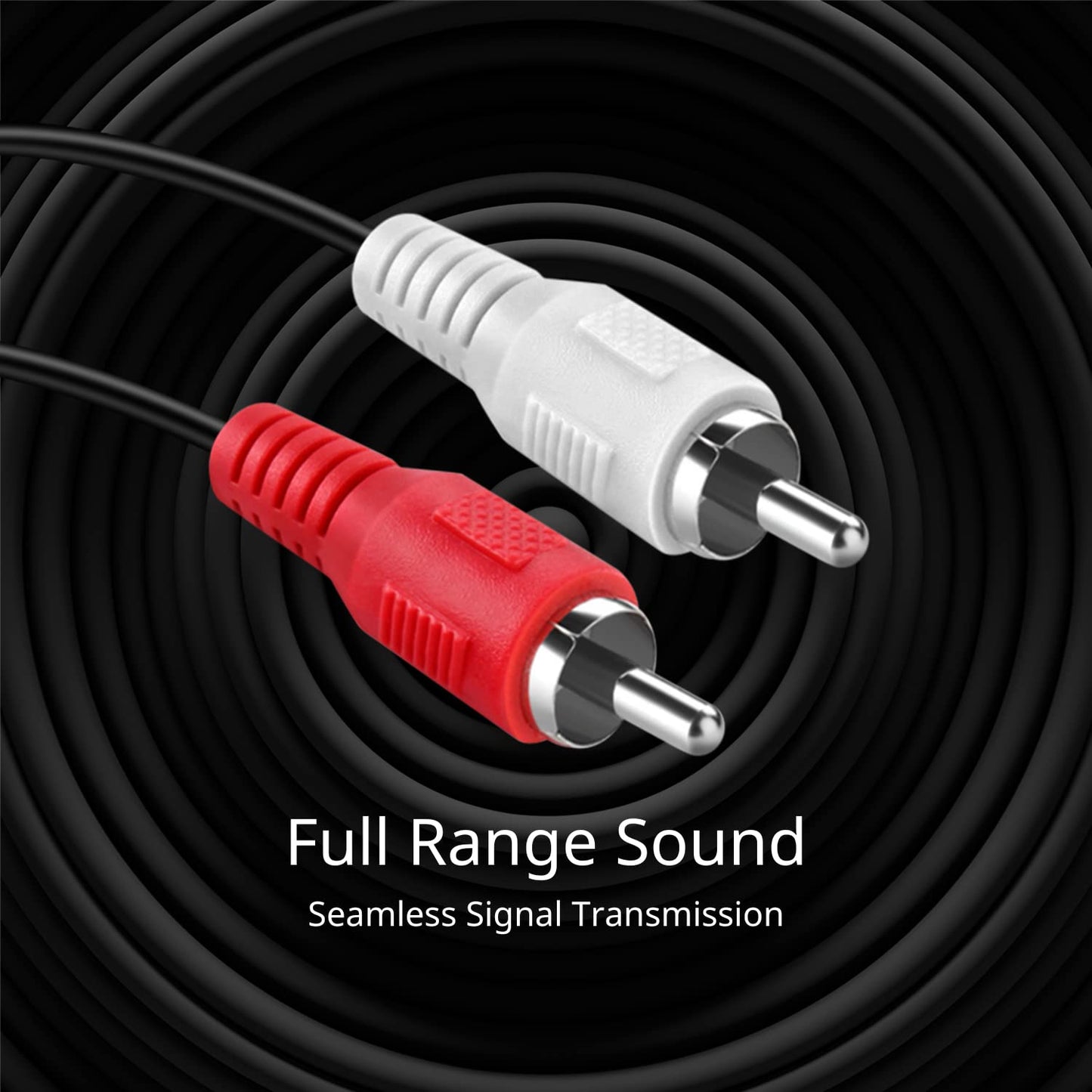 TNP RCA to RCA Audio Cable (25 FT) - 2 RCA Male to Male Red and White Audio Cable - RCA Cables Car Audio Connector Plug Jack Wire Cord for Home