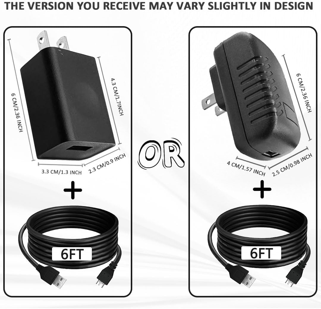 Koller Products 5V1A Power Adapter, USB-A to Micro USB Cable & Wall Charger Compatible Aquarium LED Lights, Android (Product Type May Vary)