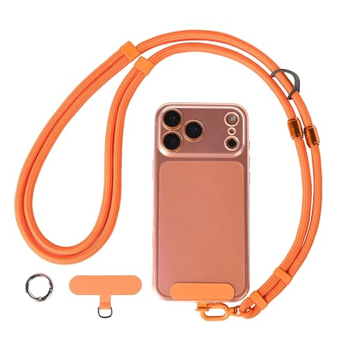 NUANJUYU 3-in-1 Phone Lanyard for Men & Women, Adjustable Anti-Lost Crossbody Neck Wrist Strap with Locking Knob for All Cell Phones?Orange?