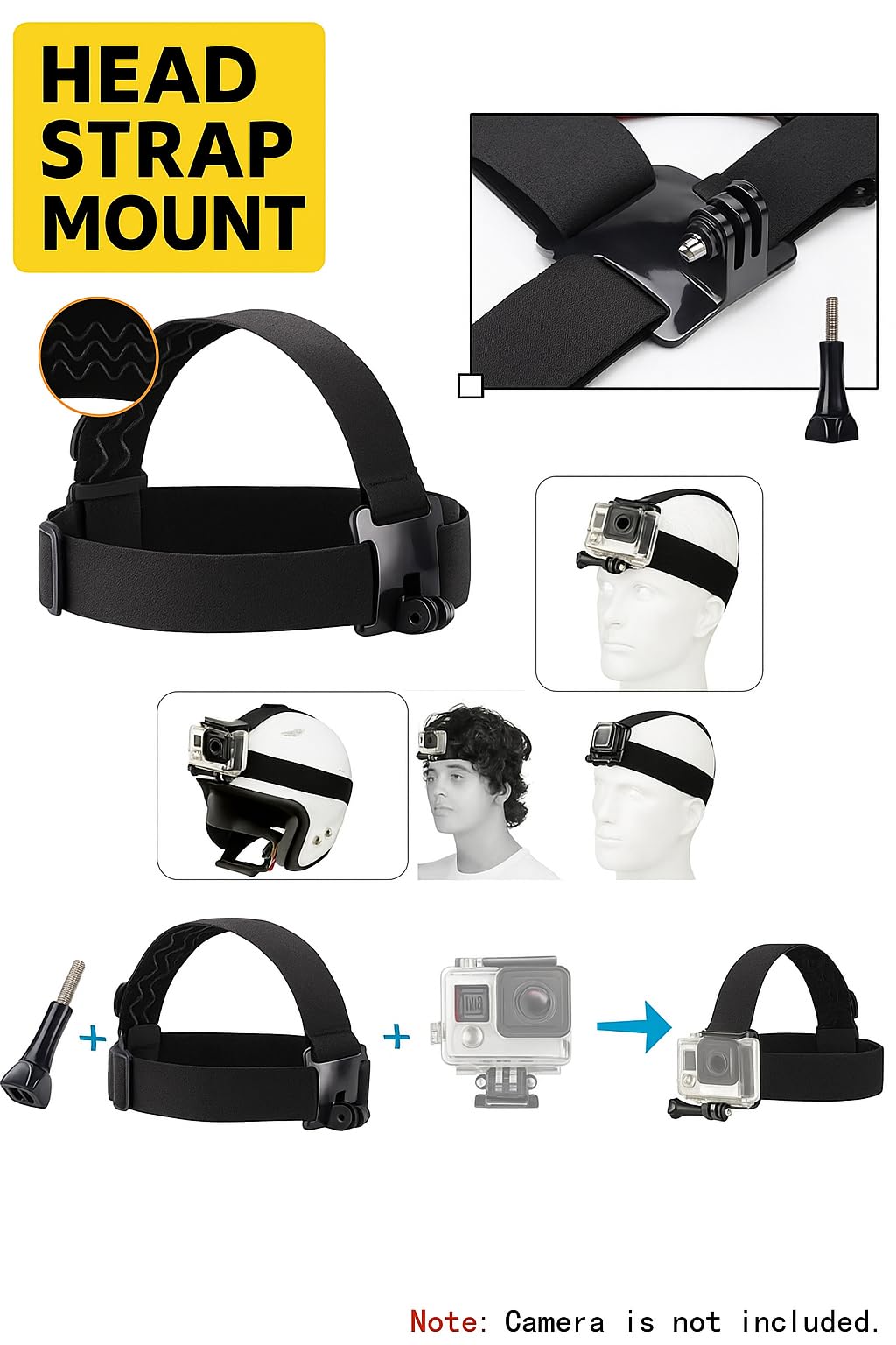 Head Strap Mount for ALL GoPro HERO Cameras + an eCostConnection Microfiber Cloth