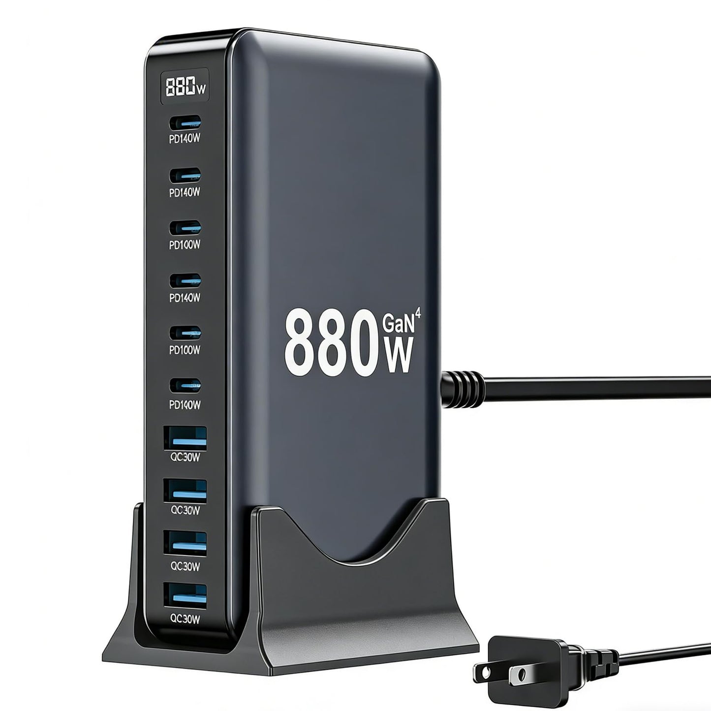 USB C Charger 880W USB C Charger Block,Upgraded GaN IV 10-Port Charging Station Hub,Travel Essentials 140W Fast Charging Laptop Adapter for MacBook