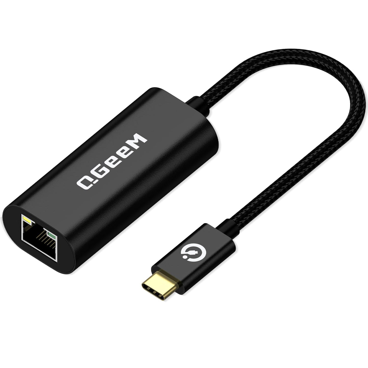 QGeeM USB C to Ethernet Adapter, 1000Mbps Gigabit RJ45 LAN Network Dongle, Thunderbolt 4/3 Compatible, Braided Nylon Aluminum Case for iPhone 17 16 15