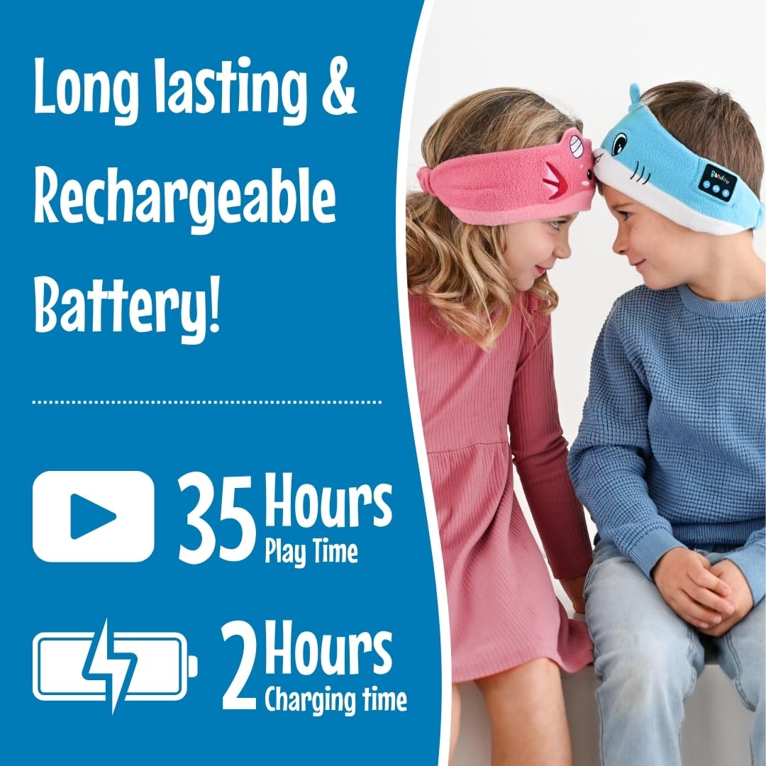 Bandou - Original Toddler & Kids Headphones - Bluetooth Wireless & Wired Headband - Comfortable Fit - Safe Volume Limited - Adjustable for Travel