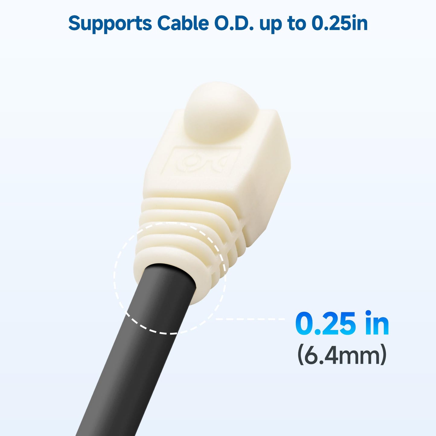 Cable Matters 200-Pack Cat6 / Cat5e RJ45 Strain Relief Boots, RJ45 Boot, Cat 6 Boot, Cat6 Ethernet Boots, White, Suitable for 6.5mm (0.25in) Ethernet