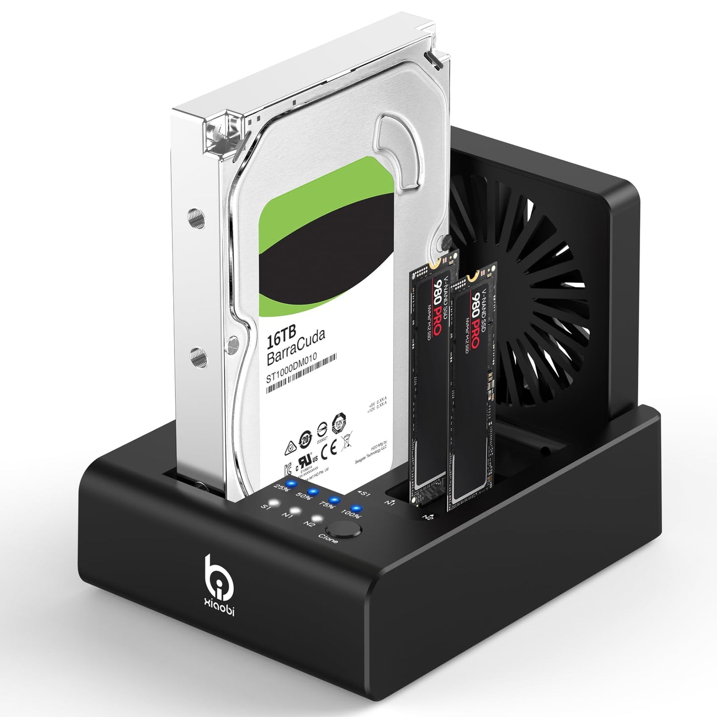 M.2 NVMe & SATA Hard Drive Docking Station, USB C 10Gbps Hard Drive cloner for M.2 PCIe NVMe + SATA 2.5”/3.5” HDD Converter, Offline Cloning
