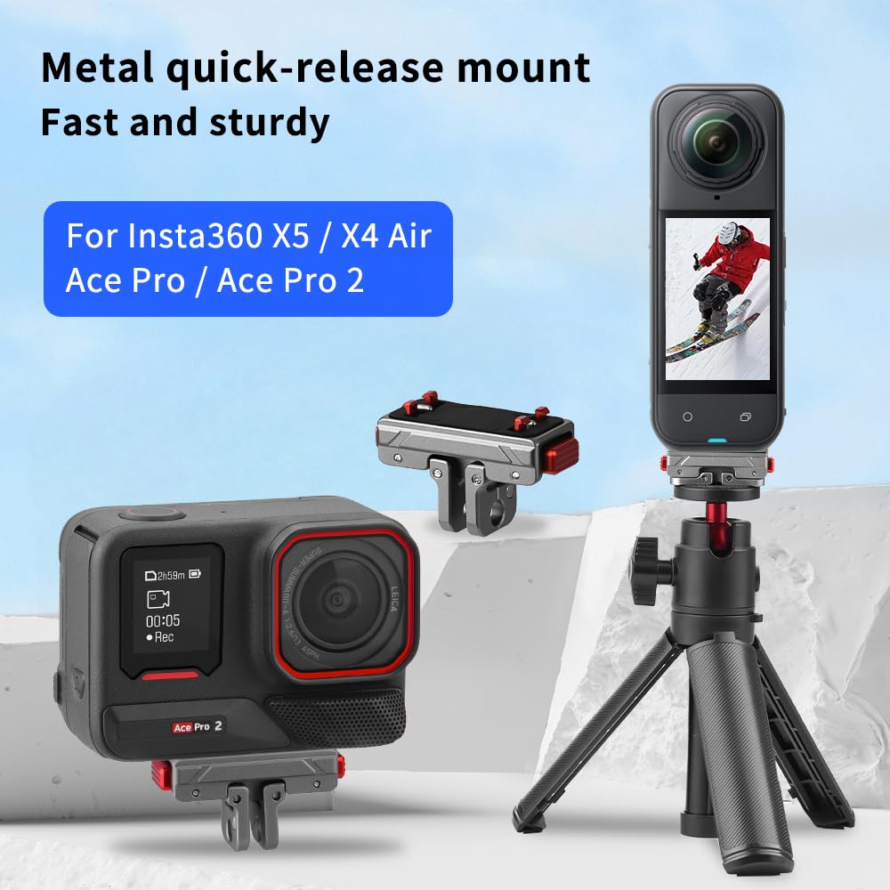 X5 Quick Release Magnetic Base for Insta 360 Ace Pro 2/Ace Pro/Ace Camera, Aluminum Alloy Expansion Adapter mount for Insta360 X5/X4 Air, with 1/4"