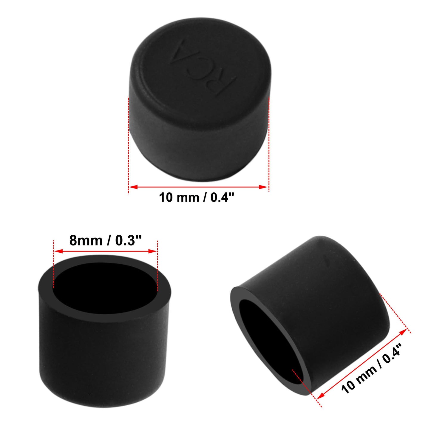 uxcell Silicone RCA Female Connector Anti Dust Plug, 8mm Dust Proof Cap Protector Cover 10 Pcs Black