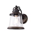 GRUENLICH Outdoor Wall Lantern, Wall Sconce as Porch Lighting Fixture, E26 Medium Base, Metal Housing Plus Seeded Glass, Oil Rubbed Bronze Finish