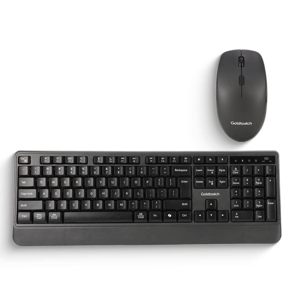 Goldtouch Wireless Keyboard and Mouse Combo, 2.4GHz and Bluetooth, Black