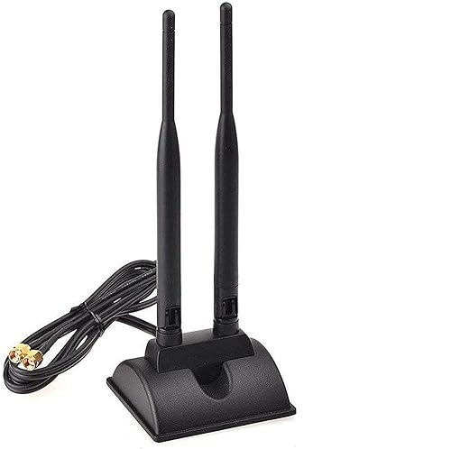 TECHTOO WiFi Antenna Dual Band 2.4GHz - 5.8GHz with RP-SMA Connector Magnetic Base for Wireless Network Router - USB Adapter - PCI PCIe Cards - Signal