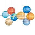 Space Planet Paper Lanterns,12inch ,8pcs Reusable Solar System Planets Hanging Lanterns Ornament Lamp Cover for Outer Space Birthday Party Home
