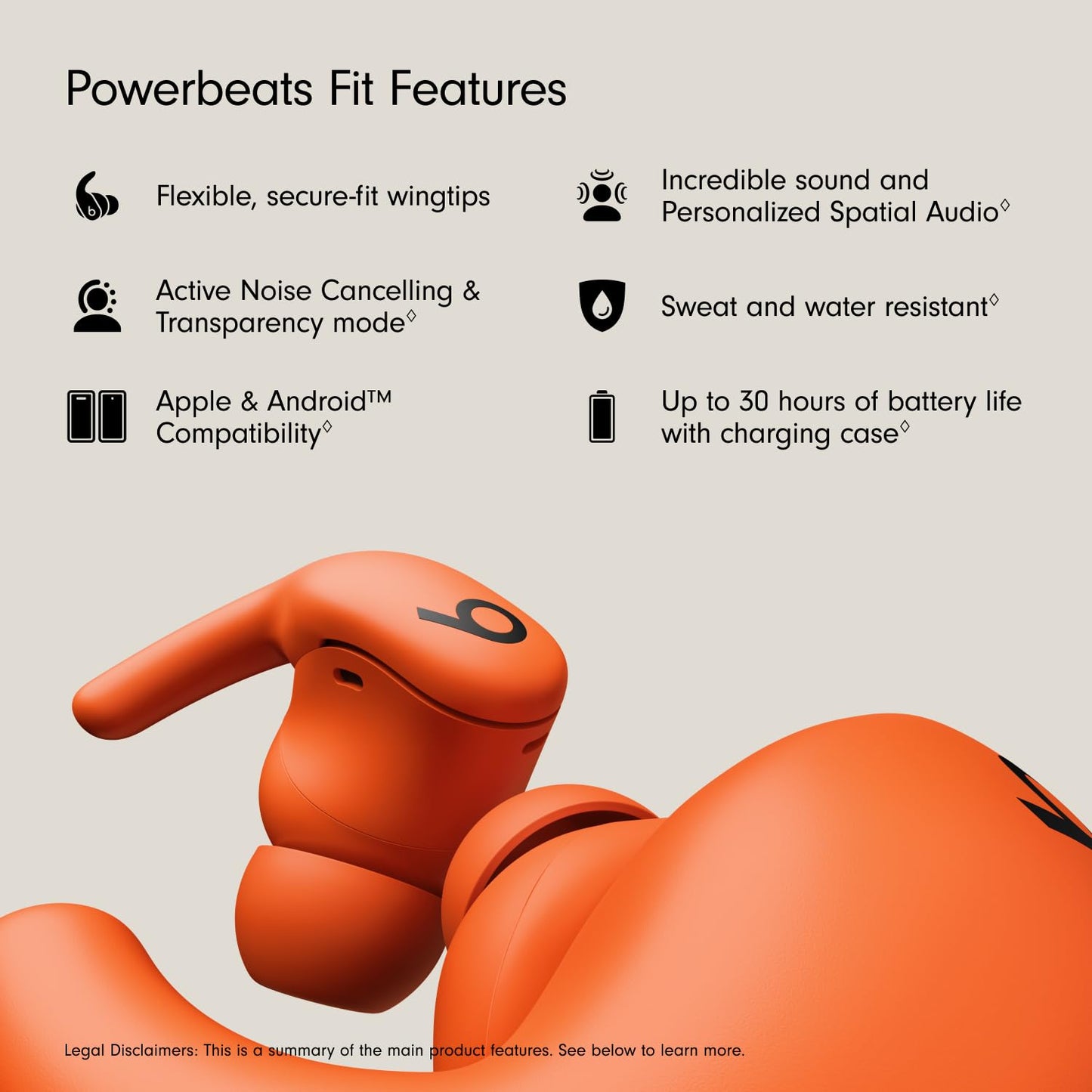 Beats Powerbeats Fit - Wireless Noise Cancelling Workout Earbuds with Secure-Fit Wingtips, Up to 30-Hour Battery Life, Sweat & Water Resistant, Apple