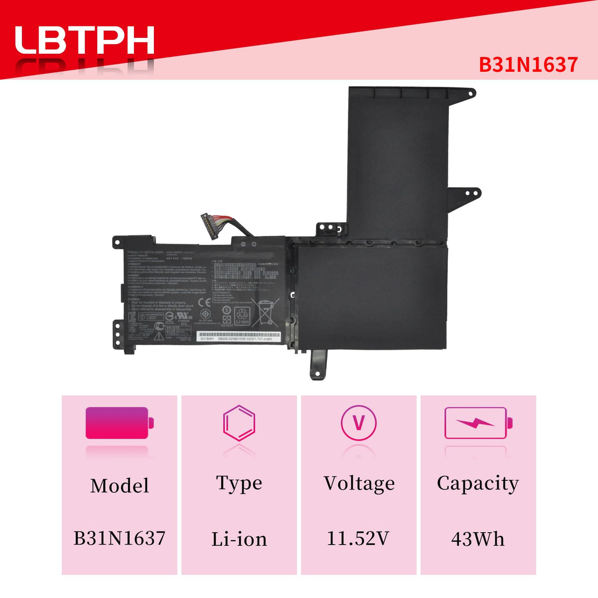 LBTECH B31N1637 C31N1637 Compatible Laptop Battery Replacement for ASUS F510U S510UQ X510U VivoBook S15 X510 X541 X542 S510UA X541N X541U X542U Max
