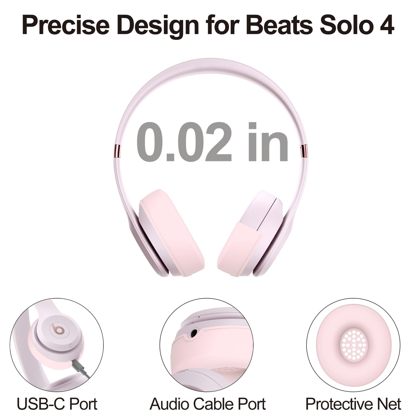 Silicone Case Compatible with Beats Solo 4, Ear Pads Cover Protector Headband Cover, Anti-Scratch, Washable Protective Earpad Covers for Beats Solo 4