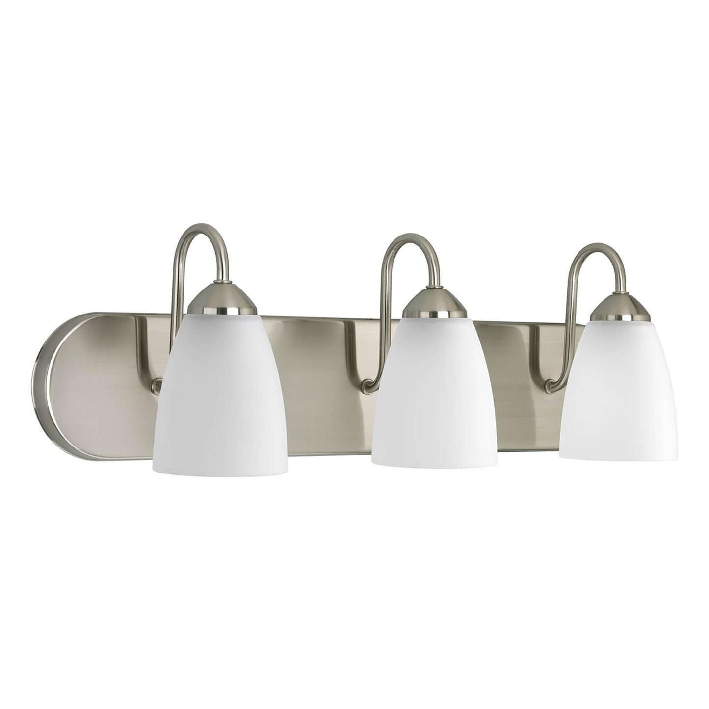 Progress Lighting Gather Collection 3-Light Etched Glass Traditional Bath Vanity Light Brushed Nickel