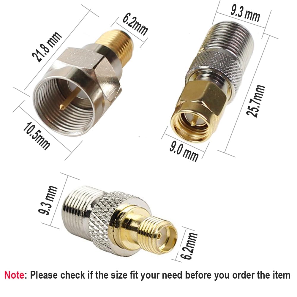 exgoofit F Type to SMA Male Female Coax Connector Coaxial Adapter 2 Sets 6 Pcs