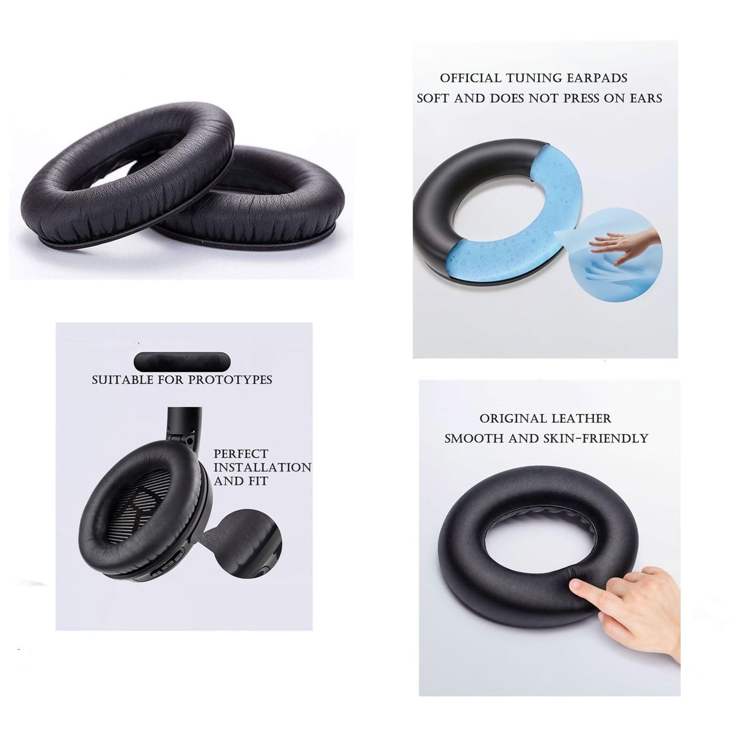 Headphones Replacement Ear Pads Cover,for Bose Quietcomfort QC15 QC25 QC35 35 ii Headsets (Black)