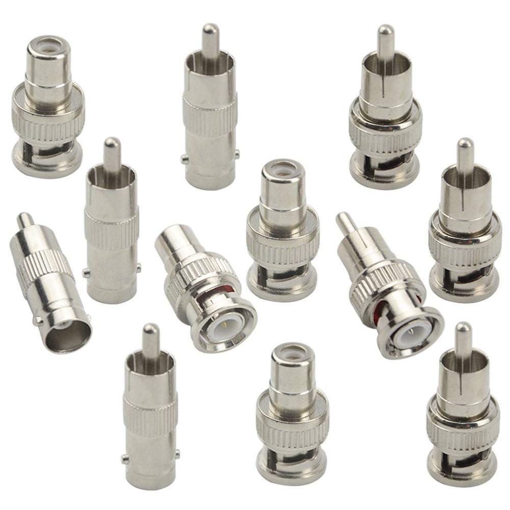 BeElion All-in-One 32-Pack RCA to BNC Adapter Kit - 11 M2M/11 M2F/10 F2M Nickel-Plated Brass Connectors for CCTV, Security Cameras & Audio Systems