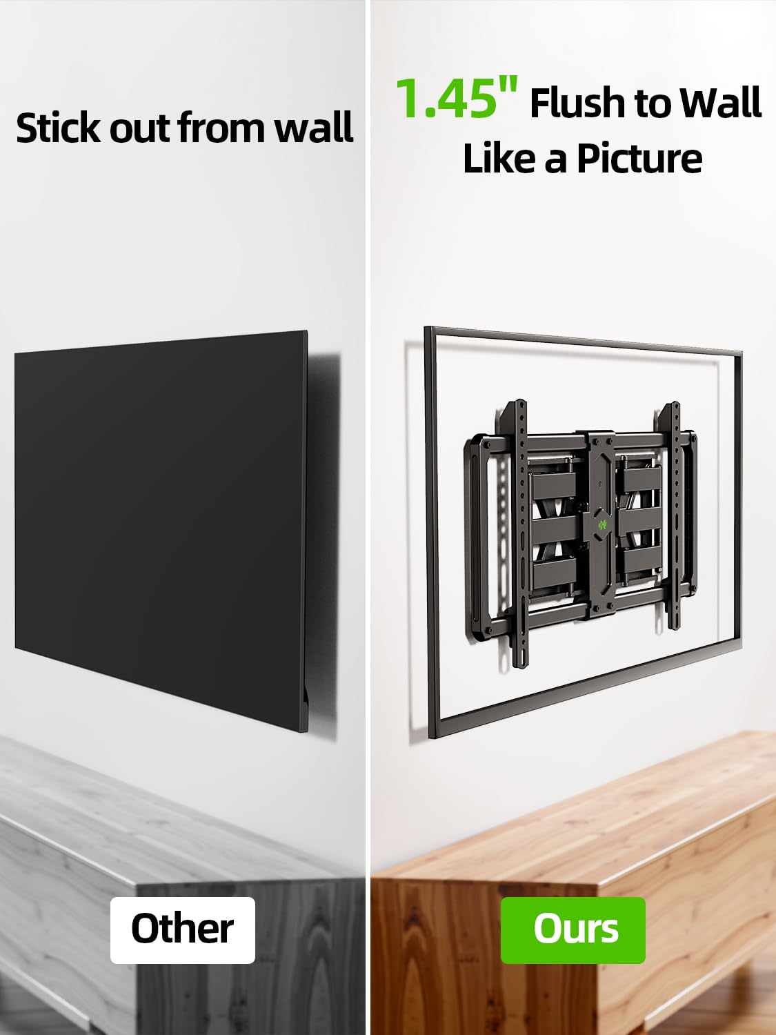 USX MOUNT Ultra Slim TV Wall Mount for Most 37-90 inch Television, Full Motion TV Mount Dual Swivel Articulating Tilt 6 Arms, Up to 120lbs, VESA