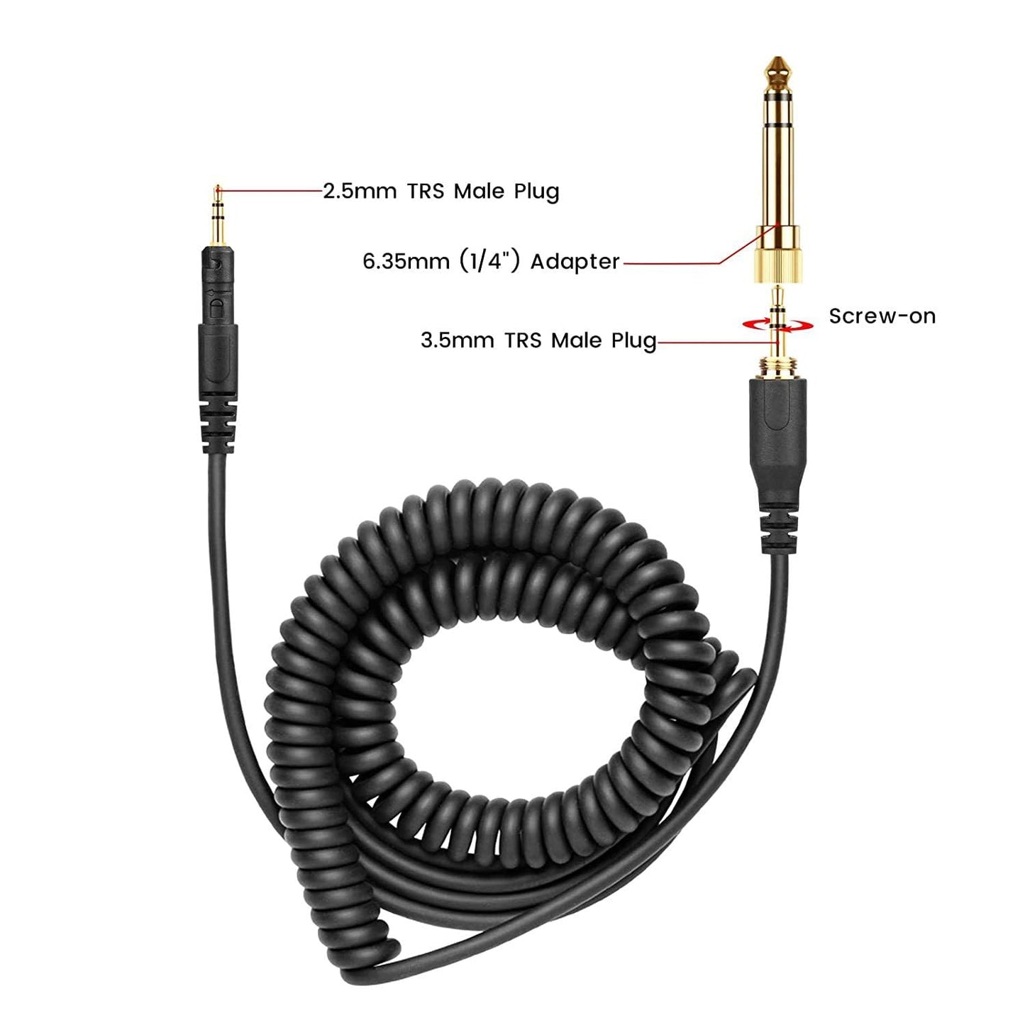 Replacement Cable for Audio-Technica ATH-M70X M60X M50X M40X Headphones Audio Cord Spring Wire Stretch to 3meters/9.9feet