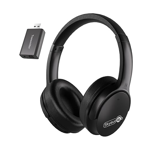 Skyaudio Wireless Headphones for TV, TV Headphones Wireless for Seniors with USB Transmitter,Over Ear TV Headphones, Plug & Play, No Audio Delay, 20+