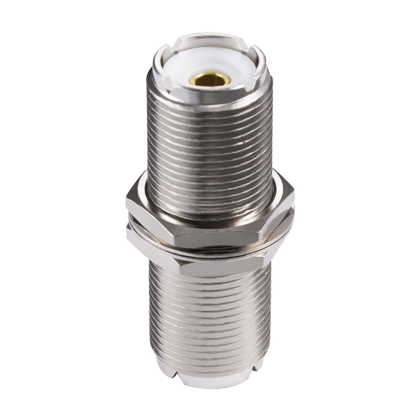 POBADY 2PCS UHF Female SO239 Bulkhead Connectors SO-239 UHF Female to UHF Female Bulkhead Connector Adapter PL-259 Connector for Ham Radio