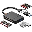 USB C USB 3.0 Dual Interface Multi Card Reader, OTG Adapter, with 4 Card Slots, USB C/A Ports, 5Gbps, 2TB Capacity, Suitable for SD MS CF TF Cards