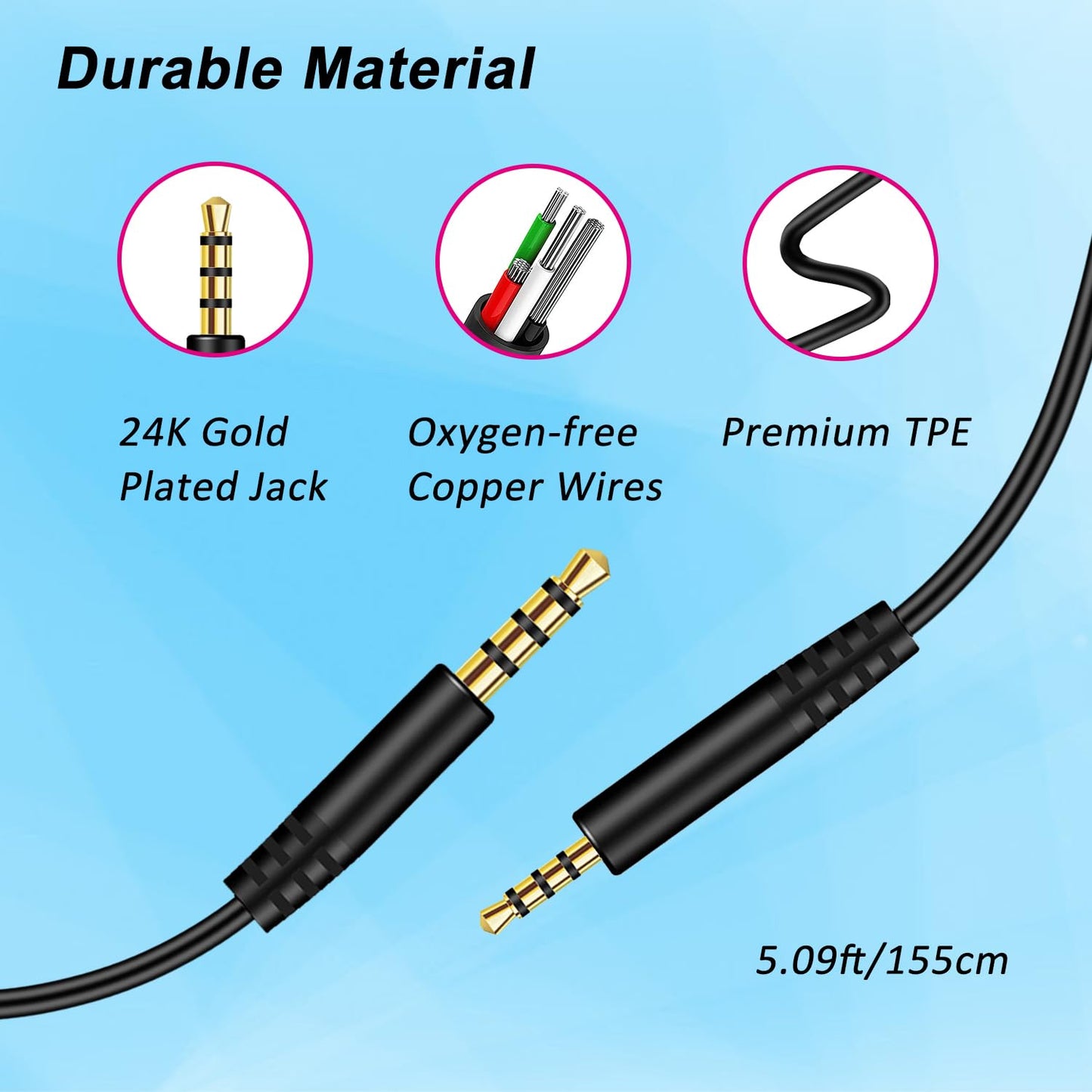 Replacement Headphone Cable for Bose Headset 2.5mm to 3.5mm Male Audio Cable Headphone Aux Cord Compatible with Bose QC25, QC35, QC45, NC700, JBL…