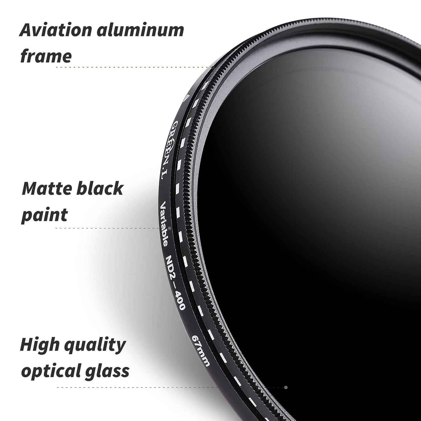 GREEN.L 82mm Variable ND Filter, Ultra Slim ND2 to ND400 (1-9 Stops) Adjustable Neutral Density Filter for Camera Lens