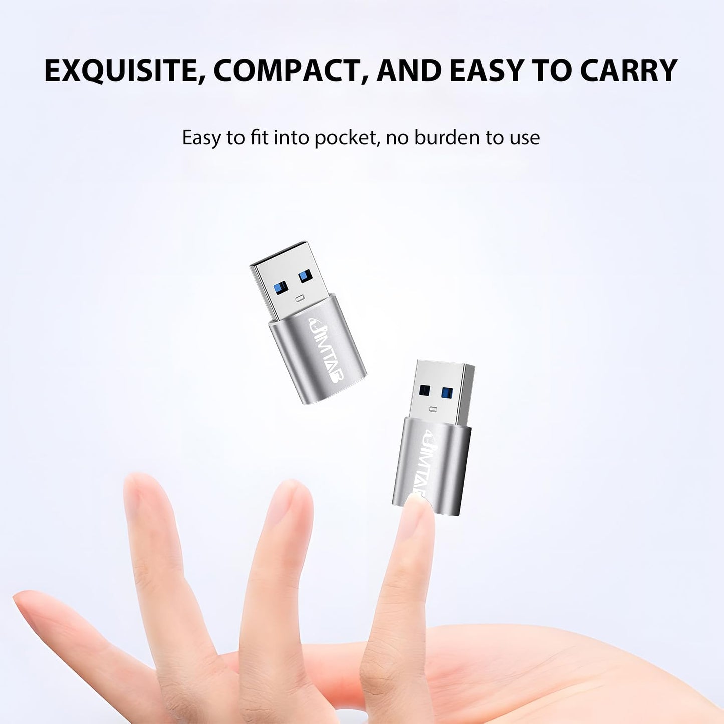 JIMTAB USB to USB C Converters (Aluminum Alloy 4 Pack), USB C to USB Chargers Adapter USB 3.0 with Blue Light Super High-Speed Data Transfer & FastâŠ