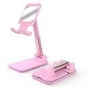HZZADZXW Cell Phone Stand, Adjustable Angle and Height Cell Phone Holder for Desk, Foldable and Portable, Anti-Slip Silicone Pad, Compatible with All