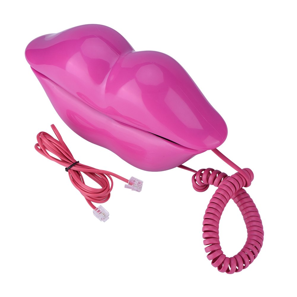 Corded Phone, Creative Rose Red Lip Landline Phone, Home Decoration Wired Telephone, Number Storage Function, Festival Birthday Gift